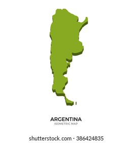 Isometric map of Argentina detailed vector illustration. Isolated 3D isometric country concept for infographic