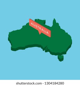 isometric map of australia continent with pointer on blue background. realistic 3d vector concept map easy to edit and customize. eps 10