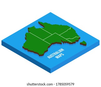 Isometric map of Australia. Isolated 3D isometric country concept for infographic