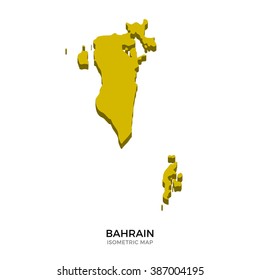 Isometric map of Bahrain detailed vector illustration. Isolated 3D isometric country concept for infographic