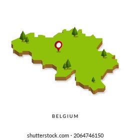 Isometric Map of Belgium. Simple 3D Map. Vector Illustration - EPS 10 Vector