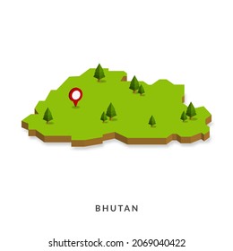 Isometric Map of Bhutan. Simple 3D Map. Vector Illustration - EPS 10 Vector