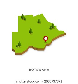 Isometric Map of Botswana. Simple 3D Map. Vector Illustration - EPS 10 Vector