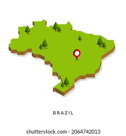 Mapa isométrico de Brasil. Mapa 3D simple. Ilustración de vectores - Vector EPS 10