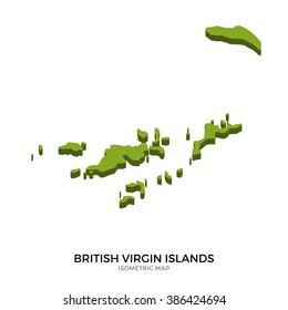 Isometric map of British Virgin Islands detailed vector illustration. Isolated 3D isometric country concept for infographic