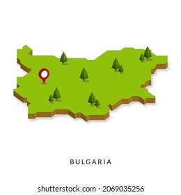 Isometric Map of Bulgaria. Simple 3D Map. Vector Illustration - EPS 10 Vector