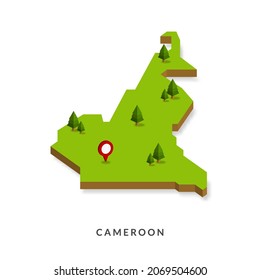 Isometric Map of Cameroon. Simple 3D Map. Vector Illustration - EPS 10 Vector
