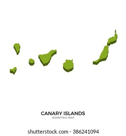 Isometric map of Canary Islands detailed vector illustration. Isolated 3D isometric country concept for infographic