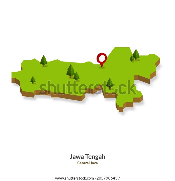 Isometric Map of Central\
Java Province, Indonesia. Simple 3D Map. Vector Illustration  - EPS\
10 Vector