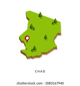 Isometric Map of Chad. Simple 3D Map. Vector Illustration - EPS 10 Vector