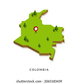 Isometric Map of Colombia. Simple 3D Map. Vector Illustration - EPS 10 Vector