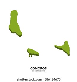 Isometric map of Comoros detailed vector illustration. Isolated 3D isometric country concept for infographic