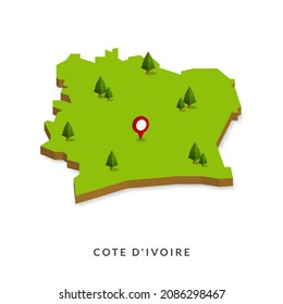 Isometric Map of Cote d'Ivoire. Simple 3D Map. Vector Illustration - EPS 10 Vector