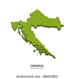 Isometric map of Croatia detailed vector illustration. Isolated 3D isometric country concept for infographic