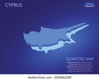 Isometric map of Cyprus. Vector modern on blue background. Isolated 3D isometric concept for infographic. Vector illustration. EPS 10.
