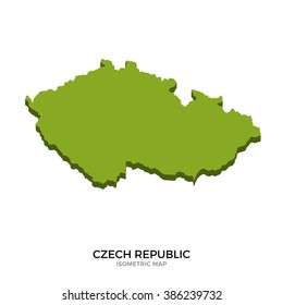 Isometric map of Czech Republic detailed vector illustration. Isolated 3D isometric country concept for infographic