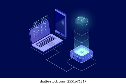 Isometric map data network management, machine learning, artificial intelligence, cloud storage, synchronized devices, and business servers