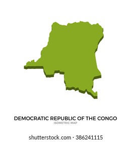 Isometric map of Democratic Republic of the Congo detailed vector illustration. Isolated 3D isometric country concept for infographic