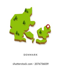 Isometric Map of Denmark. Simple 3D Map. Vector Illustration - EPS 10 Vector