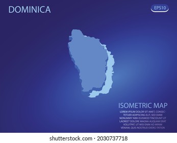 Isometric map of Dominica. Vector modern on blue background. Isolated 3D isometric concept for infographic. Vector illustration. EPS 10.