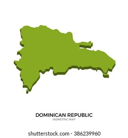 Isometric map of Dominican Republic detailed vector illustration. Isolated 3D isometric country concept for infographic
