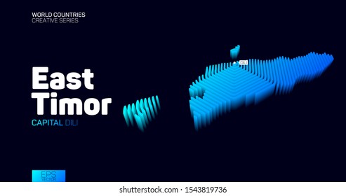 Isometric map of East Timor with blue hexagon lines