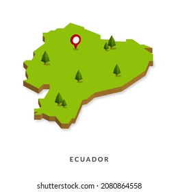 Isometric Map of Ecuador. Simple 3D Map. Vector Illustration - EPS 10 Vector