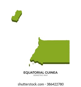 Isometric map of Equatorial Guinea detailed vector illustration. Isolated 3D isometric country concept for infographic