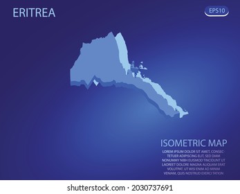 Isometric map of Eritrea. Vector modern on blue background. Isolated 3D isometric concept for infographic. Vector illustration. EPS 10.
