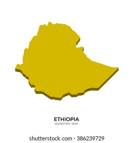 Isometric map of Ethiopia detailed vector illustration. Isolated 3D isometric country concept for infographic