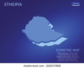 Isometric map of Ethiopia. Vector modern on blue background. Isolated 3D isometric concept for infographic. Vector illustration. EPS 10.