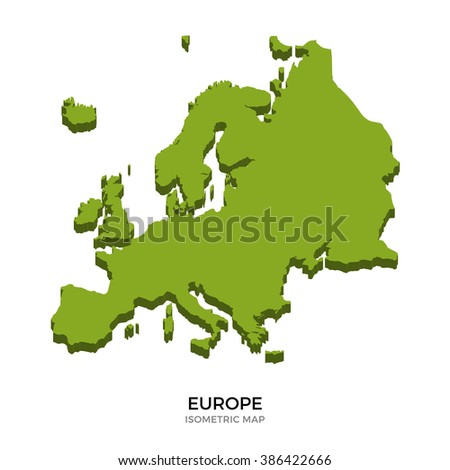 Isometric map of Europe detailed vector illustration. Isolated 3D isometric country concept for infographic