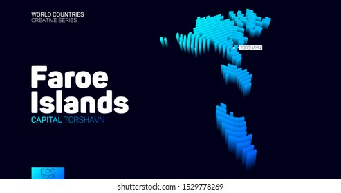 Isometric map of Faroe Islands with blue hexagon lines