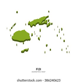 Isometric map of Fiji detailed vector illustration. Isolated 3D isometric country concept for infographic