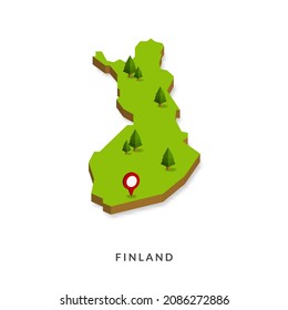 Isometric Map of Finland. Simple 3D Map. Vector Illustration - EPS 10 Vector