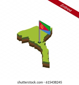 Isometric map and flag of Eritrea. 3D isometric shape of Eritrea. Vector Illustration.