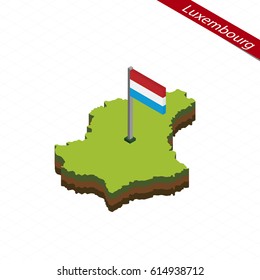 Isometric map and flag of Luxembourg. 3D isometric shape of Luxembourg. Vector Illustration.