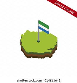 Isometric map and flag of Sierra Leone. 3D isometric shape of Sierra Leone. Vector Illustration.