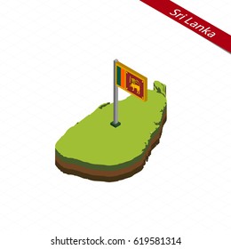 Isometric map and flag of Sri Lanka. 3D isometric shape of Sri Lanka. Vector Illustration.