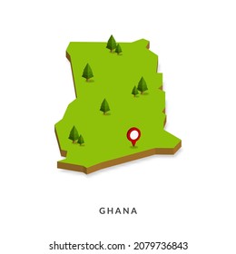 Isometric Map of Ghana. Simple 3D Map. Vector Illustration - EPS 10 Vector