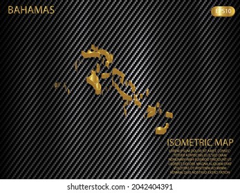 isometric map gold of Bahamas on carbon kevlar texture pattern tech sports innovation concept background. for website, infographic, banner vector illustration EPS10