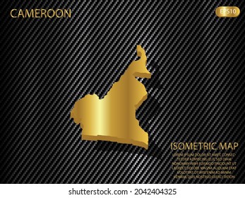 isometric map gold of Cameroon on carbon kevlar texture pattern tech sports innovation concept background. for website, infographic, banner vector illustration EPS10