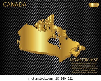 isometric map gold of Canada on carbon kevlar texture pattern tech sports innovation concept background. for website, infographic, banner vector illustration EPS10