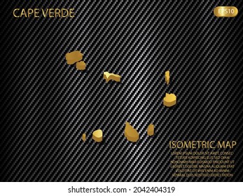 isometric map gold of Cape Verde on carbon kevlar texture pattern tech sports innovation concept background. for website, infographic, banner vector illustration EPS10