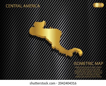 isometric map gold of Central America on carbon kevlar texture pattern tech sports innovation concept background. for website, infographic, banner vector illustration EPS10