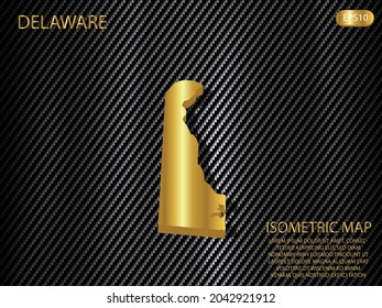 isometric map gold of Delaware on carbon kevlar texture pattern tech sports innovation concept background. for website, infographic, banner vector illustration EPS10