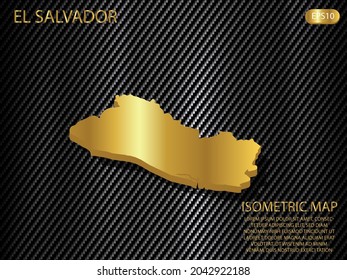 isometric map gold of El Salvador on carbon kevlar texture pattern tech sports innovation concept background. for website, infographic, banner vector illustration EPS10