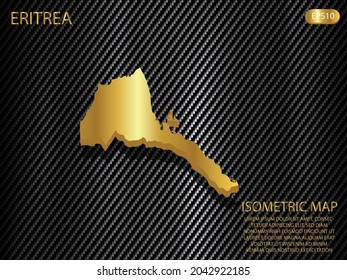 isometric map gold of Eritrea on carbon kevlar texture pattern tech sports innovation concept background. for website, infographic, banner vector illustration EPS10