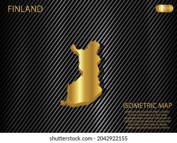 isometrische Karte Gold von Finnland auf CO2-Kevlar Textur Muster Technologie Sport Innovation Konzept Hintergrund. für Website, Infografik, Banner, Vektorgrafik EPS10