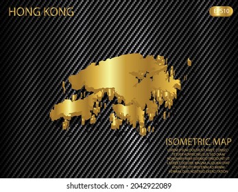 isometric map gold of Hong Kong on carbon kevlar texture pattern tech sports innovation concept background. for website, infographic, banner vector illustration EPS10